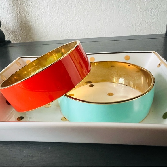 Set of 2 J. Crew enamel bangle bracelets - orange and tiffany blue - Picture 2 of 5